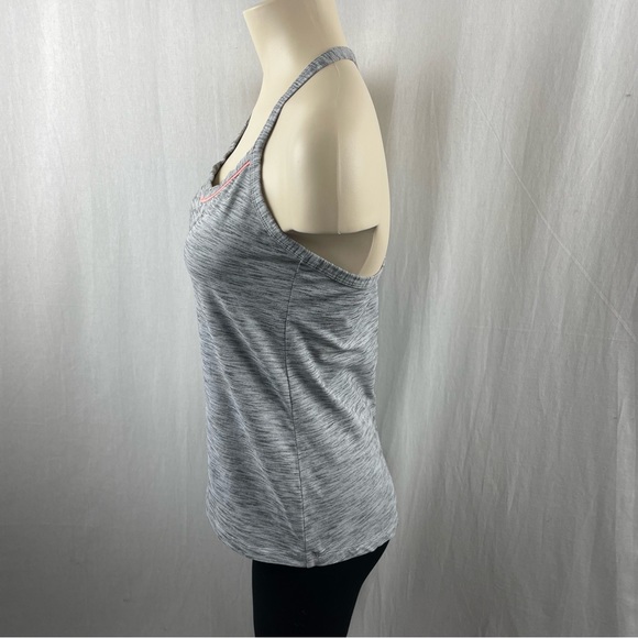Lorna Jane Heathered Grey Y Back V-Neck Fitted Tank Top M - Picture 4 of 7
